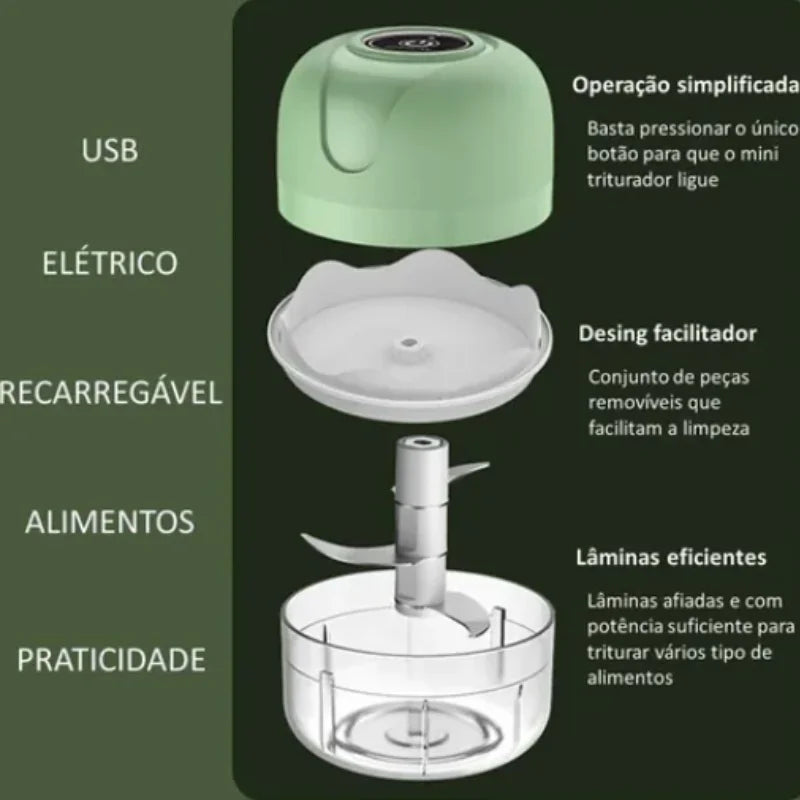 Mini Processador Elétrico Portátil – Praticidade e Eficiência na sua Cozinha